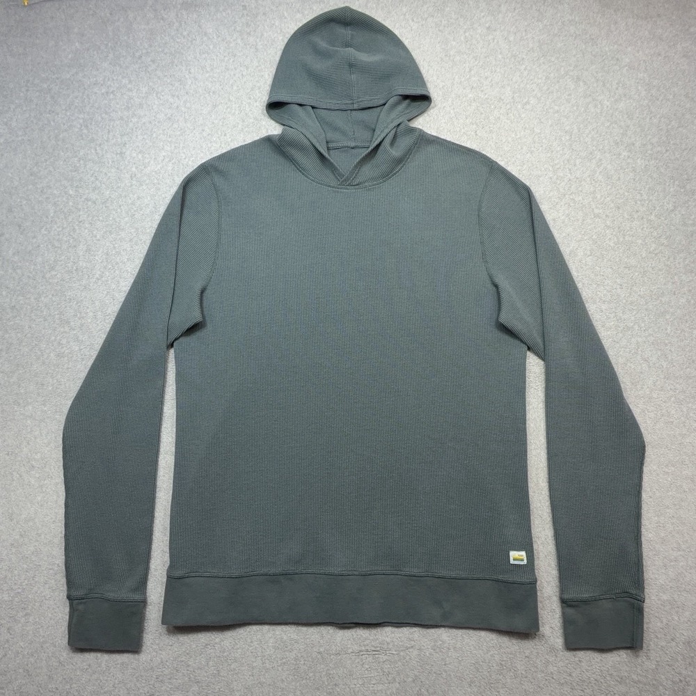Vuori Waffle Hoodie Men Large Blue Gray Thermal Knit Pullover Stretch Shirt V247